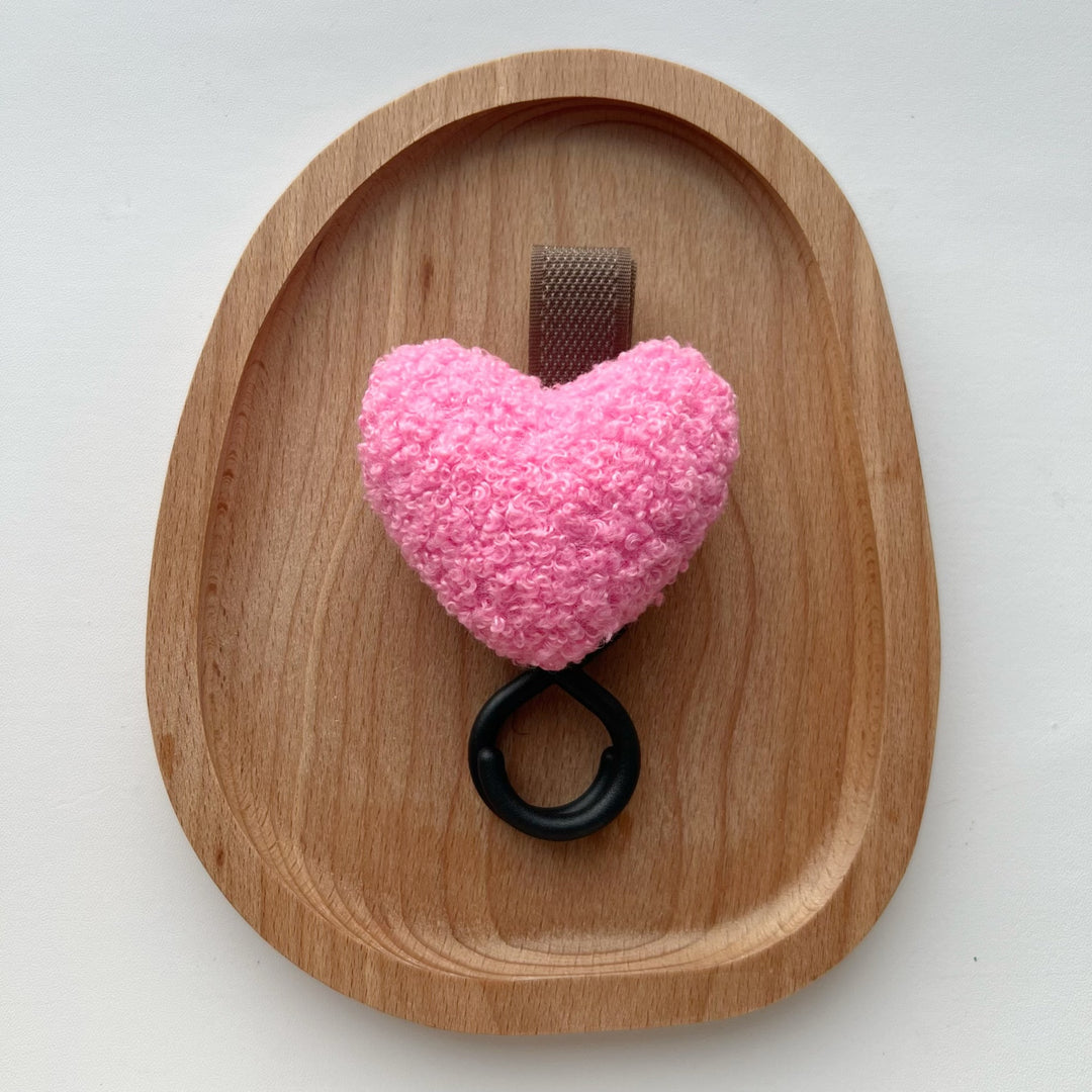 Plush Heart Pacifier Holder with Silicone Teething Ring