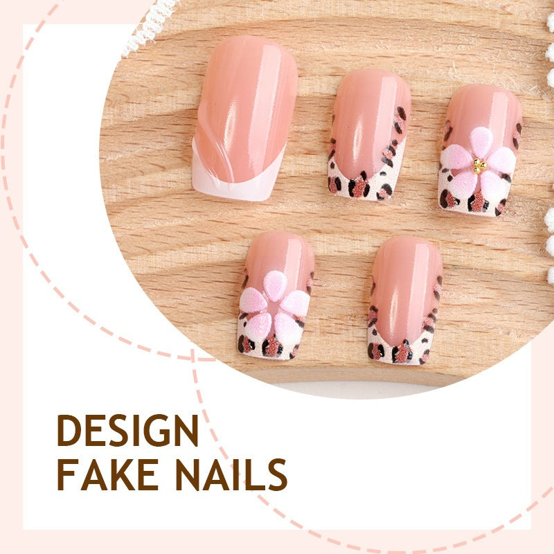 Artificial nail set with creative floral and leopard patterns Kalsten
