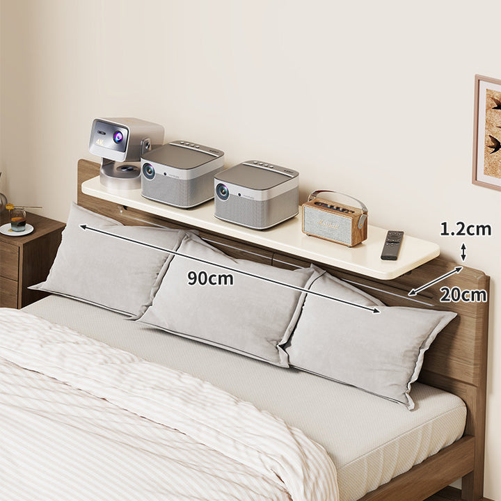 Headboard-Mounted Floating Bedside Shelf for Projectors and Devices