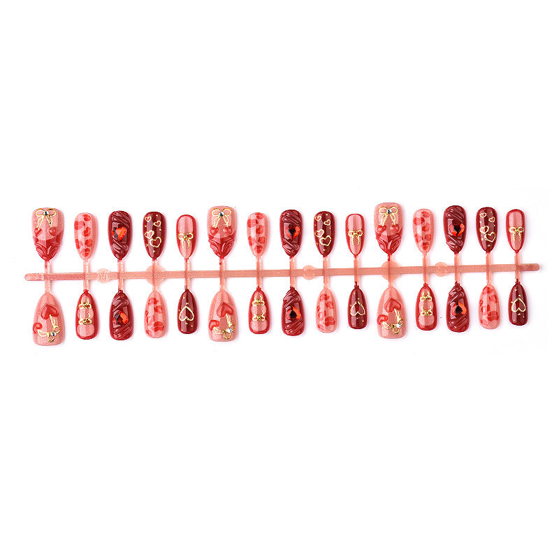 Decorative Heart-Inspired Press-On Nail Art Set