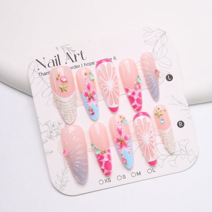 Artificial nail set with floral and cheerful design Kalsten