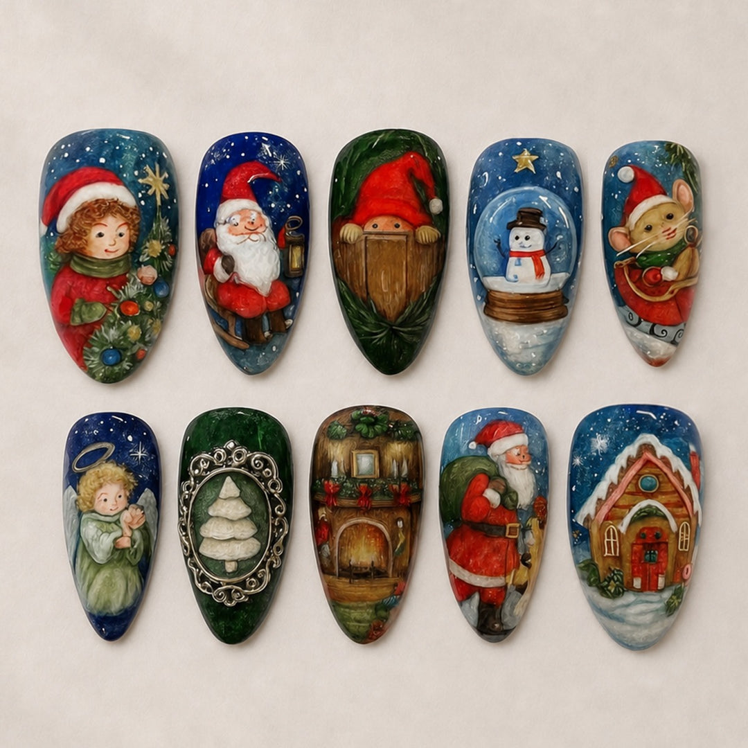 Festive artificial nails with Christmas motifs Kalsten