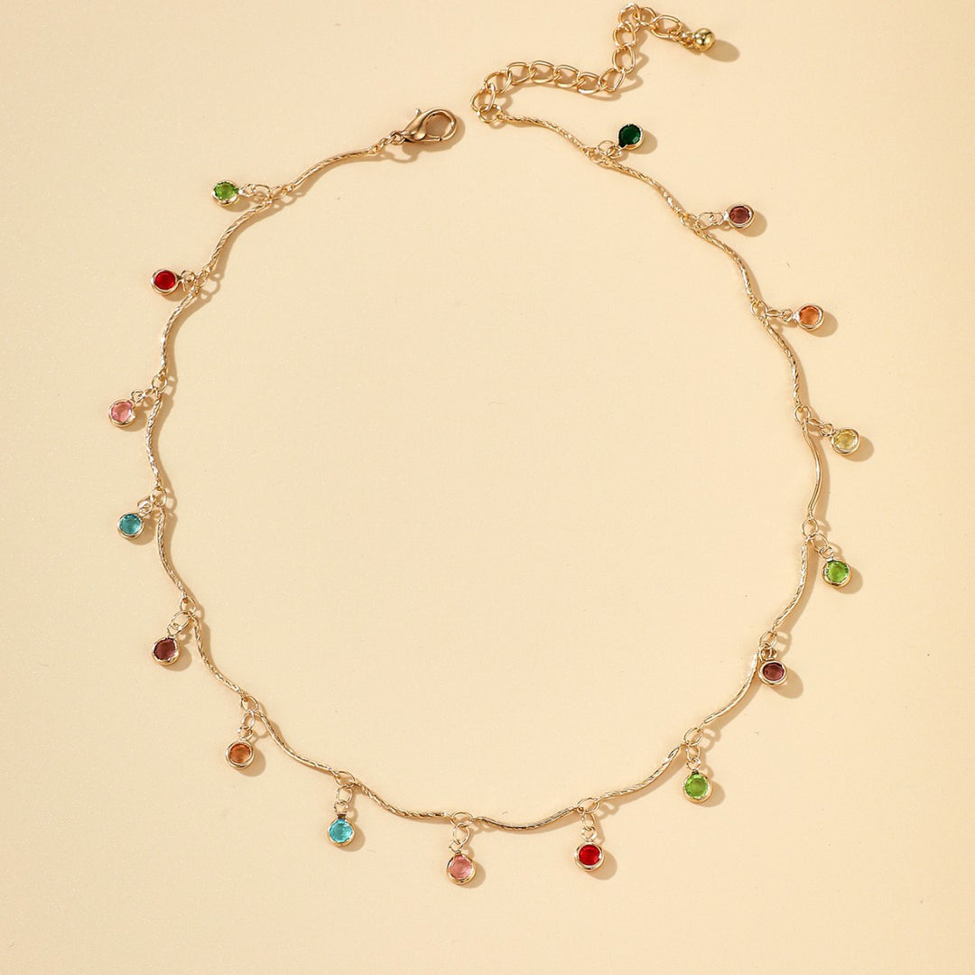 Gold-Plated Gemstone Charm Necklace Kalsten