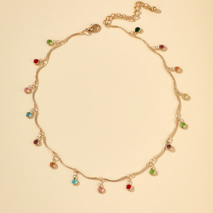 Gold-Plated Gemstone Charm Necklace Kalsten