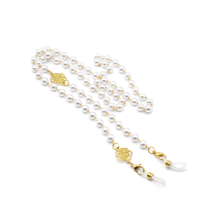 Elegant Pearl and Gold-Accented Eyewear Chain Kalsten