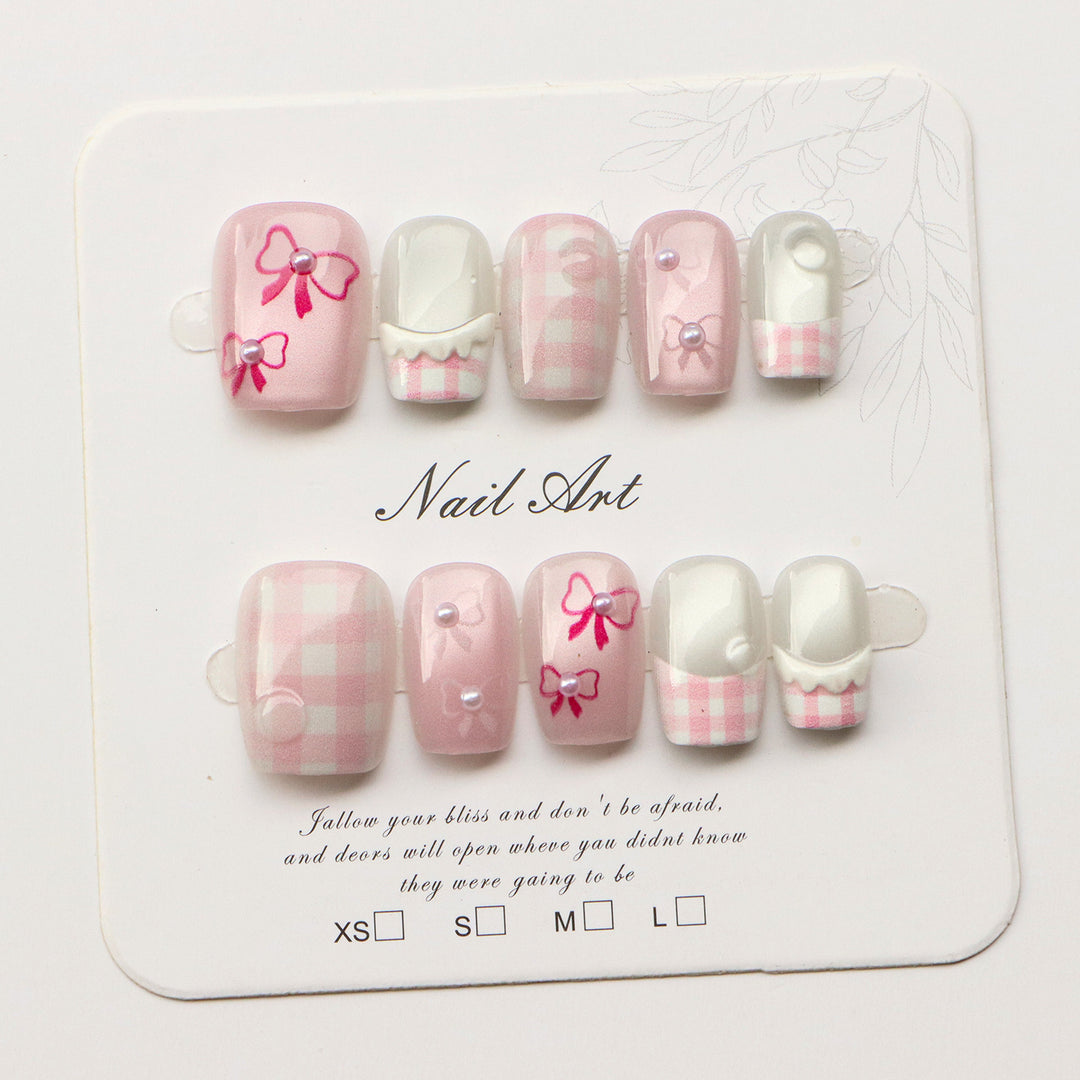 Elegant Bow-Embellished Press-On Nails