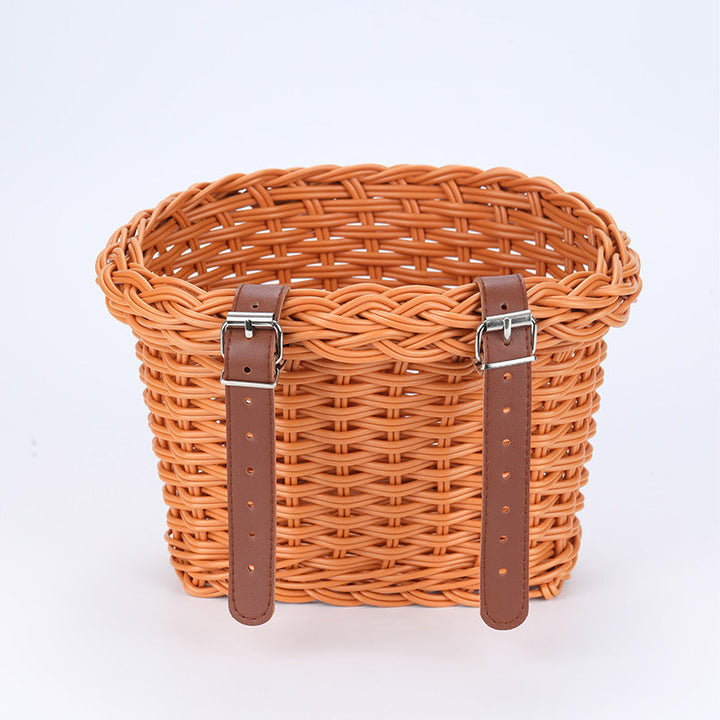 Woven Storage Basket with Vegan Leather Handles Kalsten