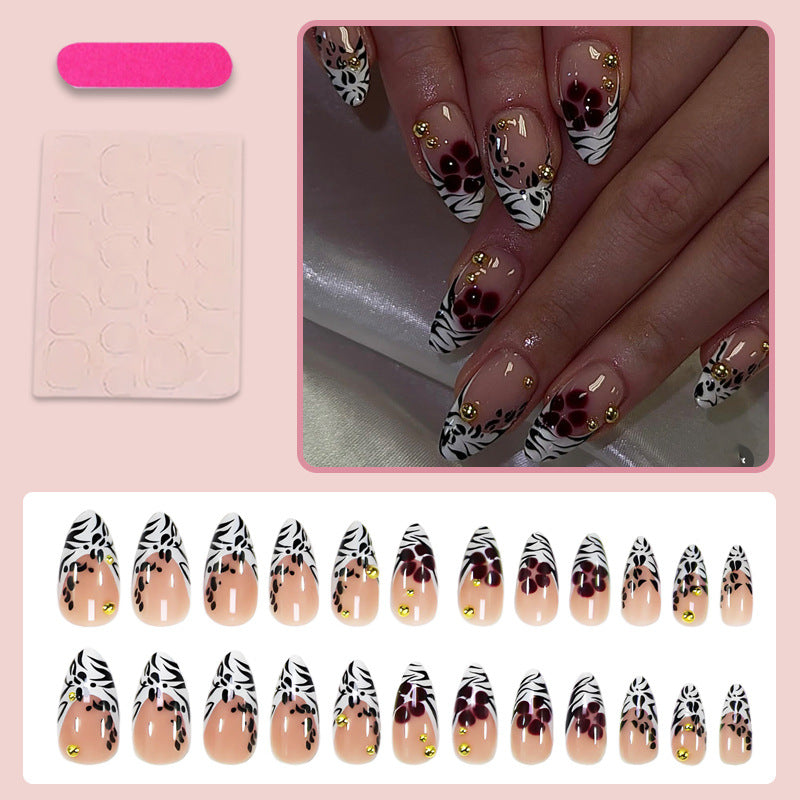 Artificial nail set with floral and geometric design Kalsten