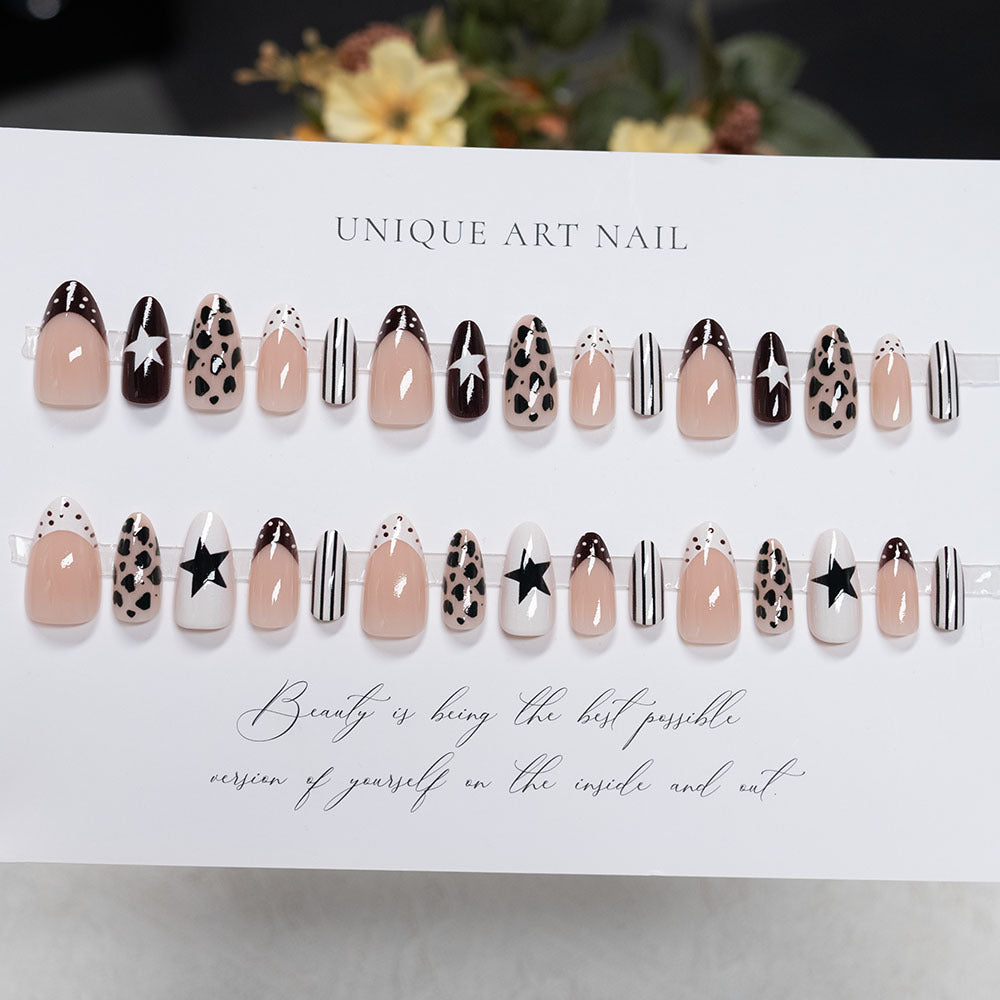 Artistic Press-On Nail Set with Diverse Patterns