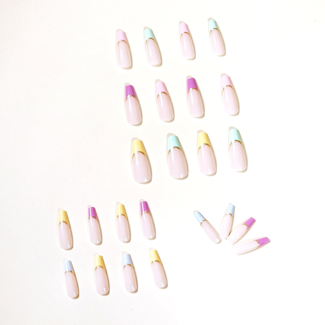 Artful Nail Extensions with Modern Color Design and Glitter Kalsten