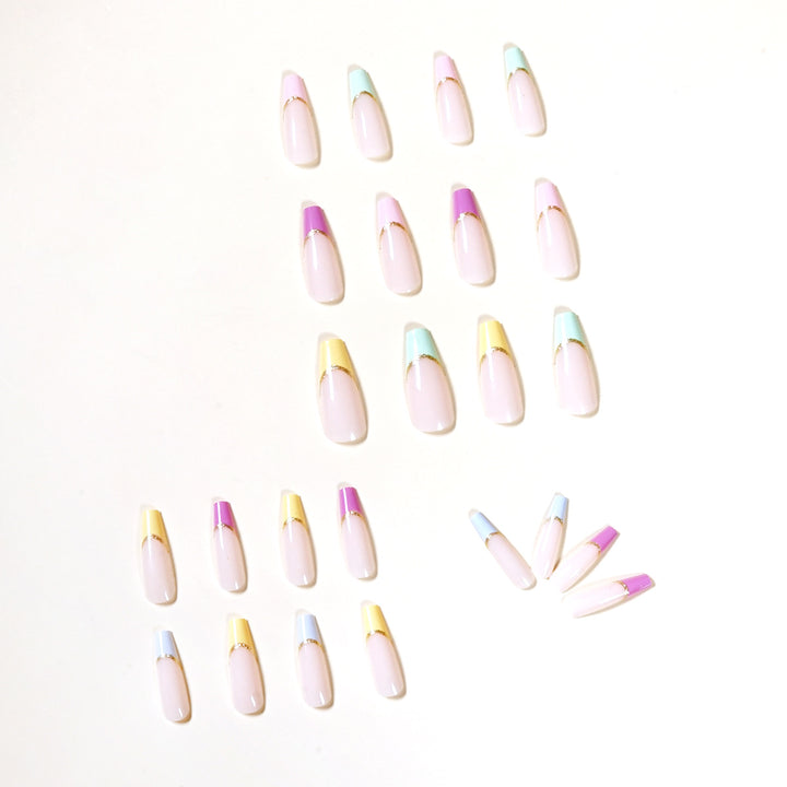 Artful Nail Extensions with Modern Color Design and Glitter Kalsten