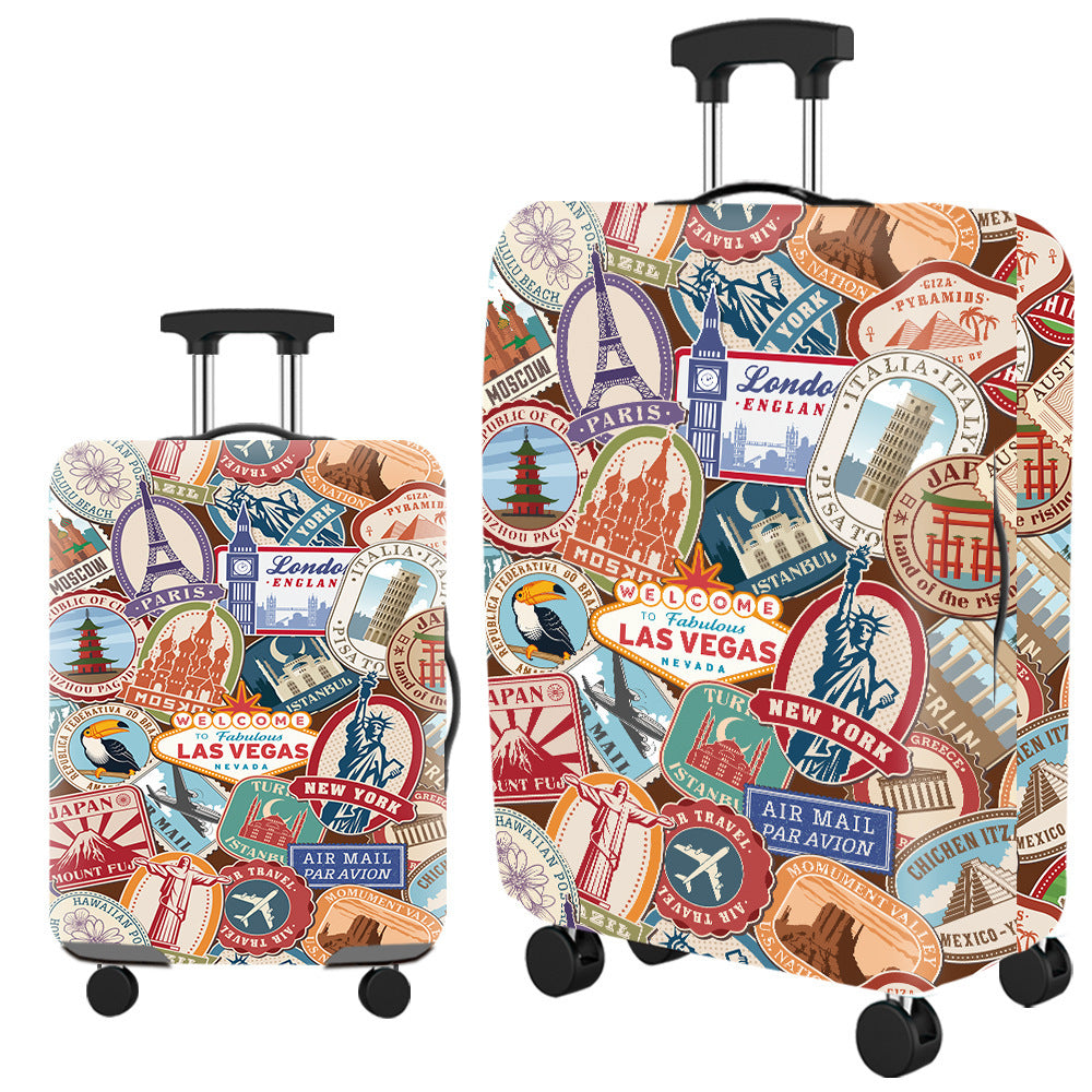 Women's hard-shell suitcase with nostalgic travel motif Kalsten