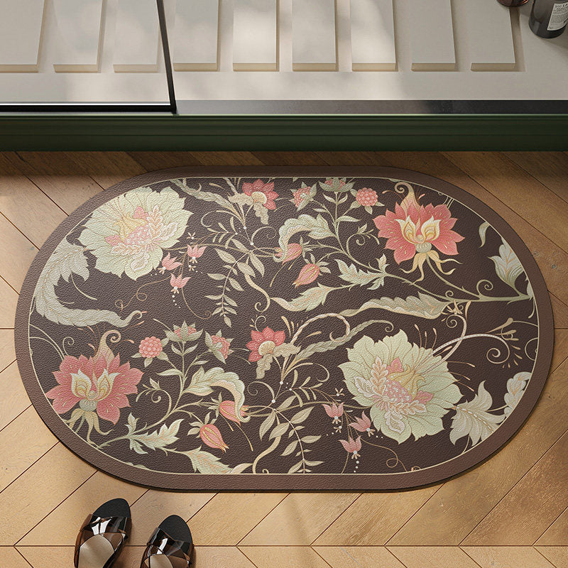 Floral Patterned Oval Area Mat