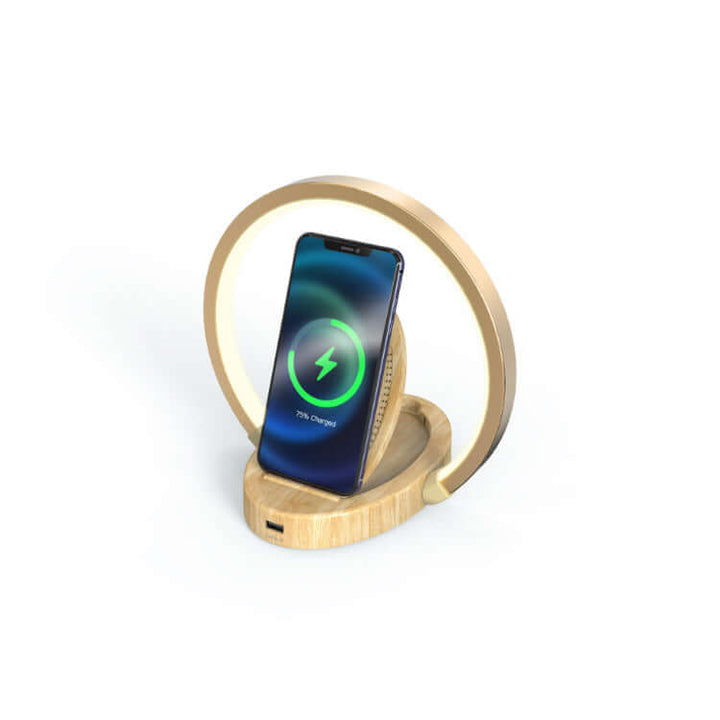 Night Lights Lamp Bluetooth Speaker Table Light With 10W Wireless Charger USB Port Phone Holder With Dynamic Color | Kalsten