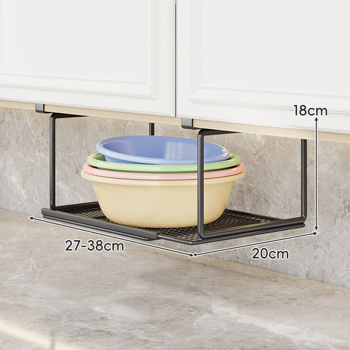 Telescoping Under-Cabinet Hanging Shelf with Non-Slip Mesh Tray