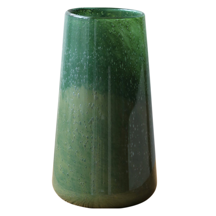 Tall Art Glass Ombre Cylinder Bud Vase with Encased Bubble Texture Kalsten