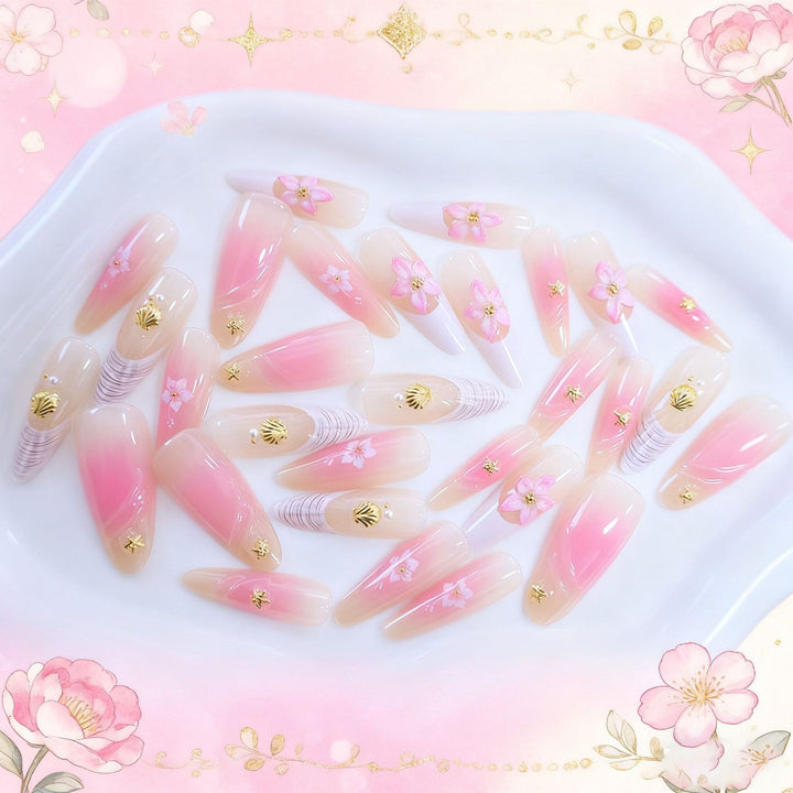 Floral-Designed Acrylic Nail Enhancements Kalsten