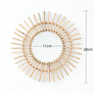More Elegant Round Wall Mirror Made of Natural Rattan Kalsten