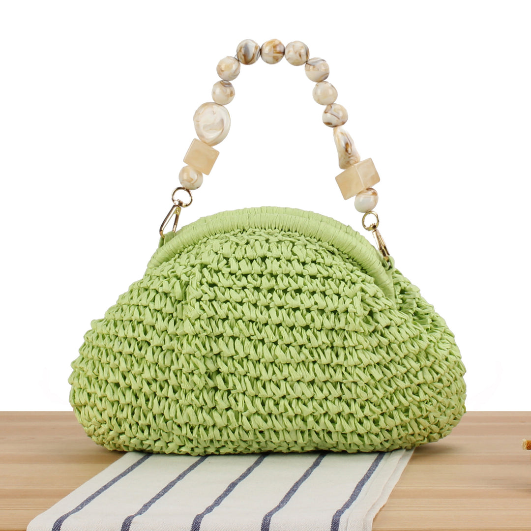 Stylish handbag with colorful bead handle Kalsten