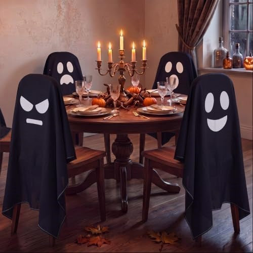 Halloween chair covers in ghost design for dining room and party