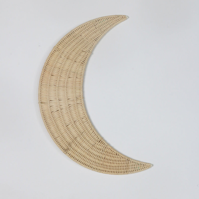 Wall decoration made of handwoven rattan in moon design Kalsten
