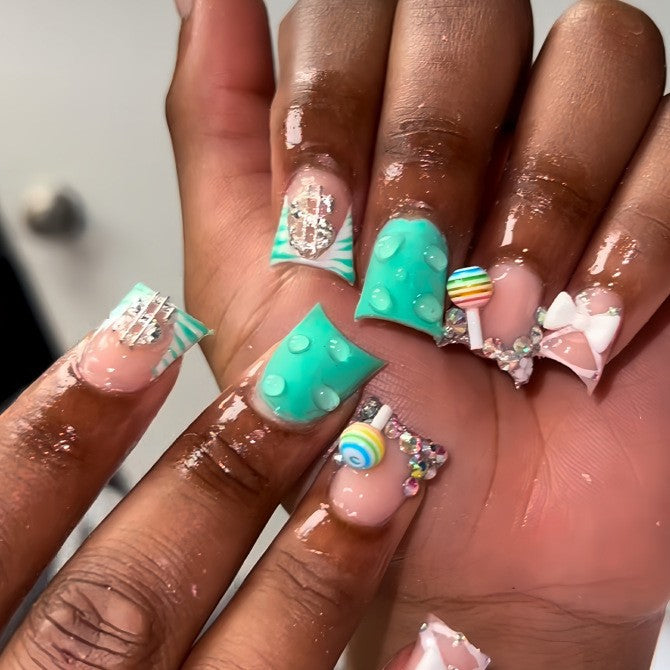 Glamorous Floral-Embellished Nail Art Extensions Kalsten
