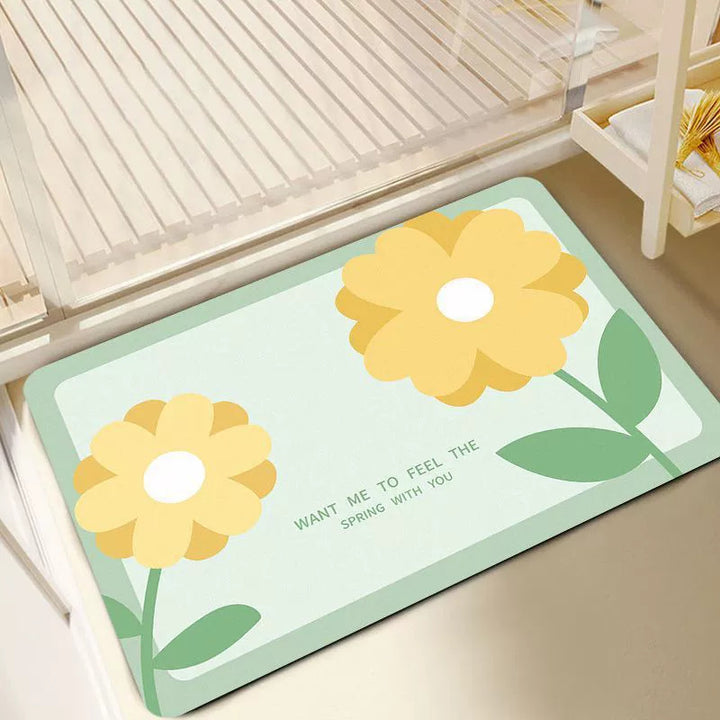 Floral-Themed Anti-Slip Bath Mat
