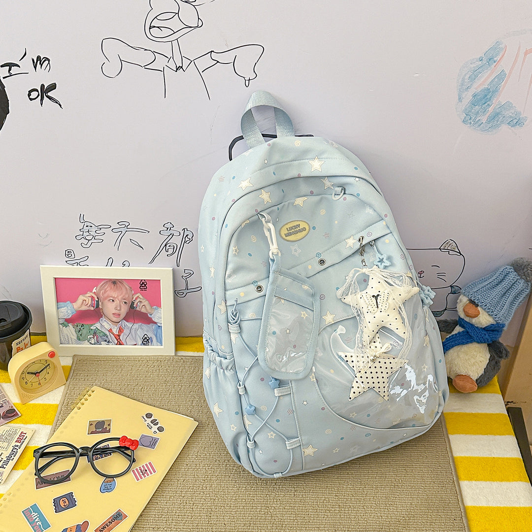 Stylish Multi-Pocket Star-Appliqué Backpack Kalsten