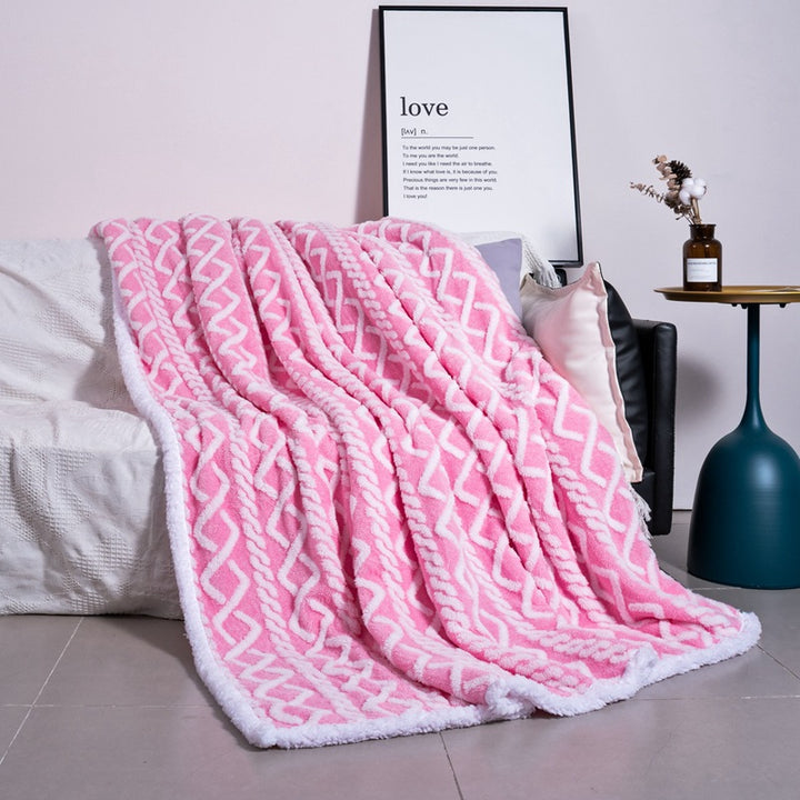 Women Cozy Reversible Blanket with Geometric Pattern Kalsten
