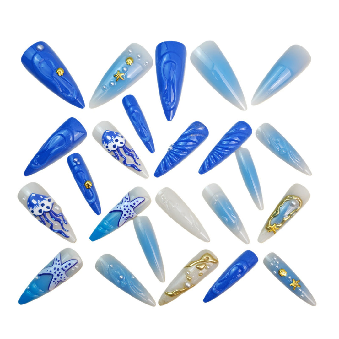 Exclusive artificial nails with maritime design Kalsten