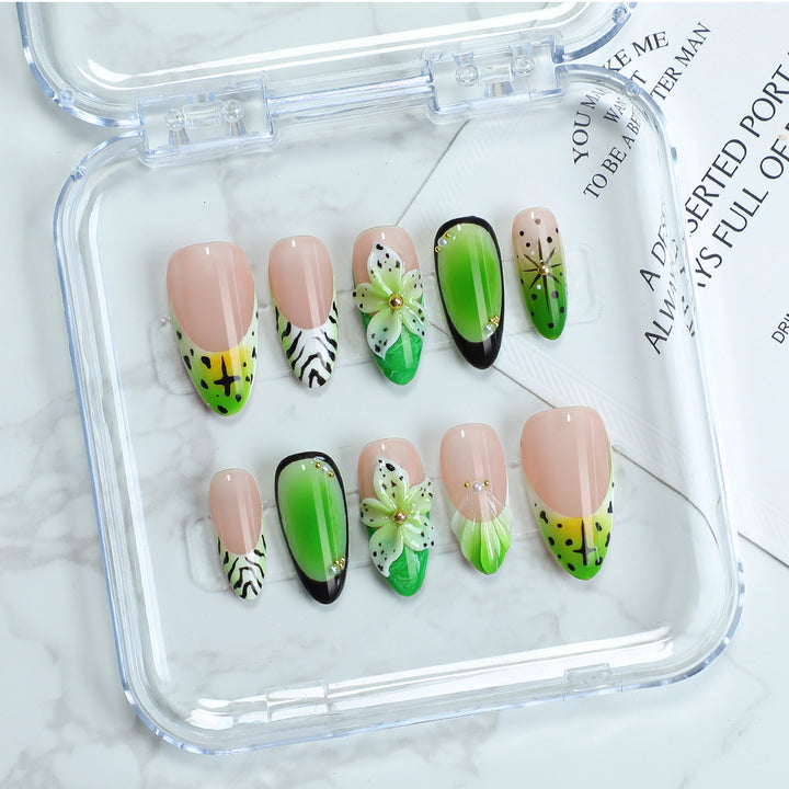 Artificial nail set with floral and colorful design Kalsten