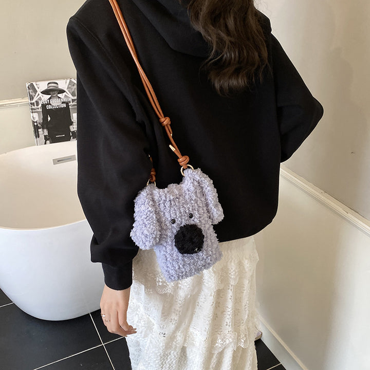 Cute Dog-Themed Plush Crossbody Bag