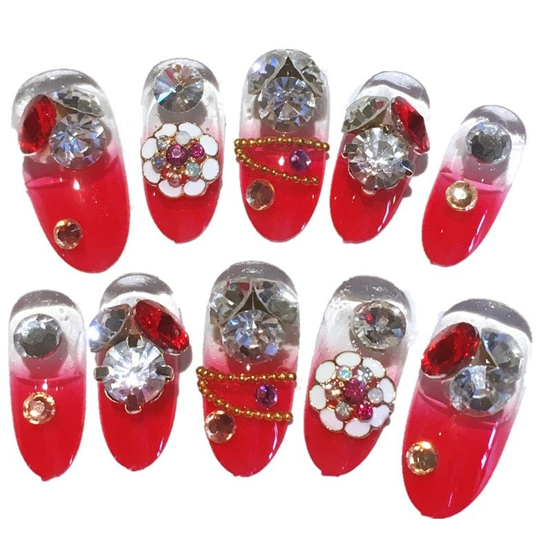 Elegant Rhinestone-Embellished Press-On Nail Set
