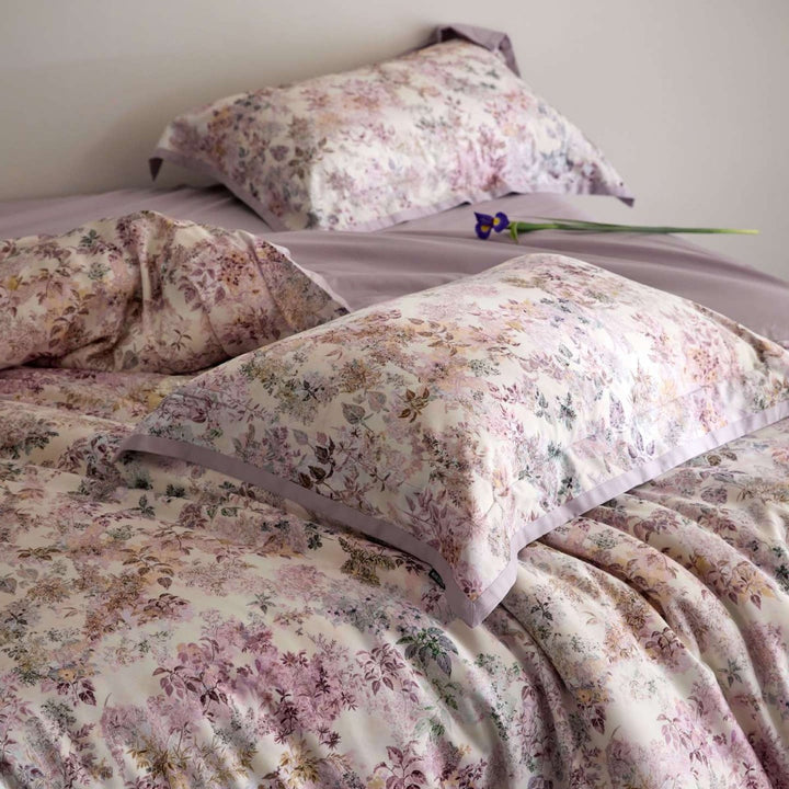 Luxurious satin bedding set with floral and berry design