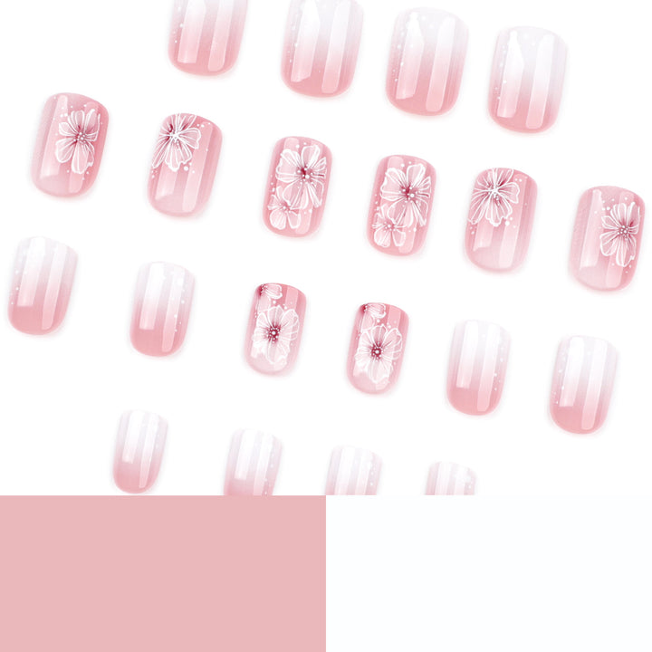 Artistic gel nails with floral decorations Kalsten