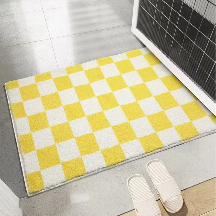 Plush Checkerboard Bath Rug