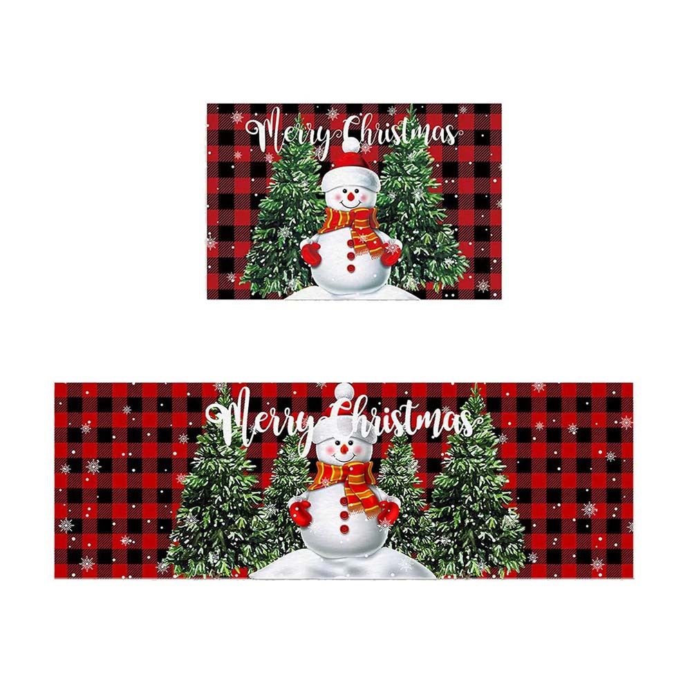 Festive Christmas-Themed Kitchen Mat Set