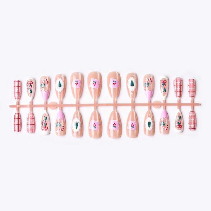 Festive Holiday-Themed Press-On Nail Art Set Kalsten 1790636735