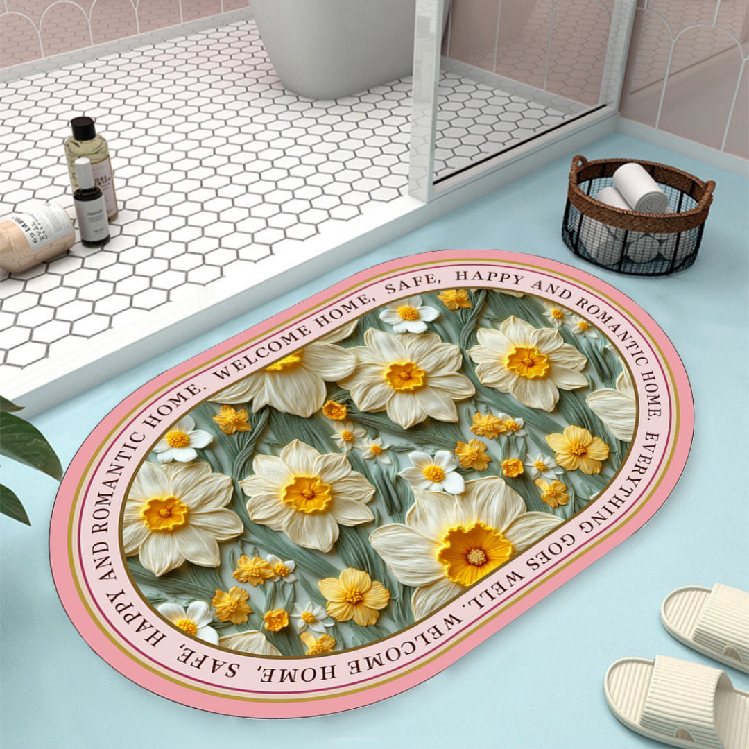 Floral Design Bath Mat Kalsten
