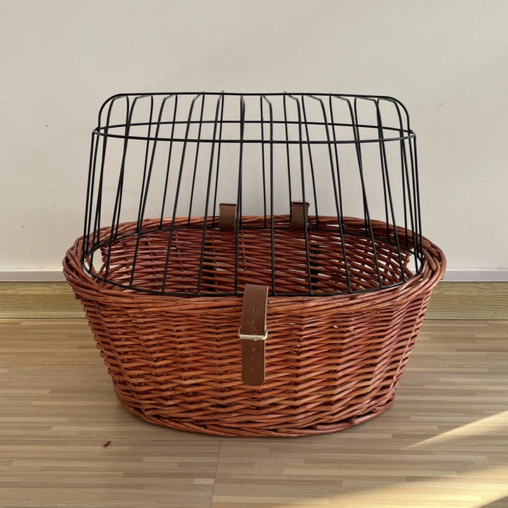 wicker bicycle pet carrier with removable washable liner and reinforced lockable metal dome Kalsten