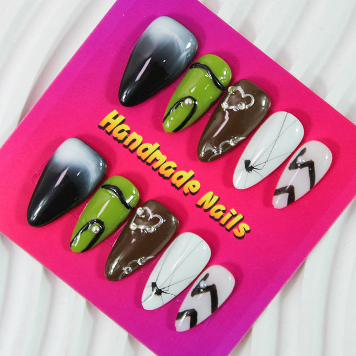 Artificial Nails Set with handcrafted, creative design elements Kalsten