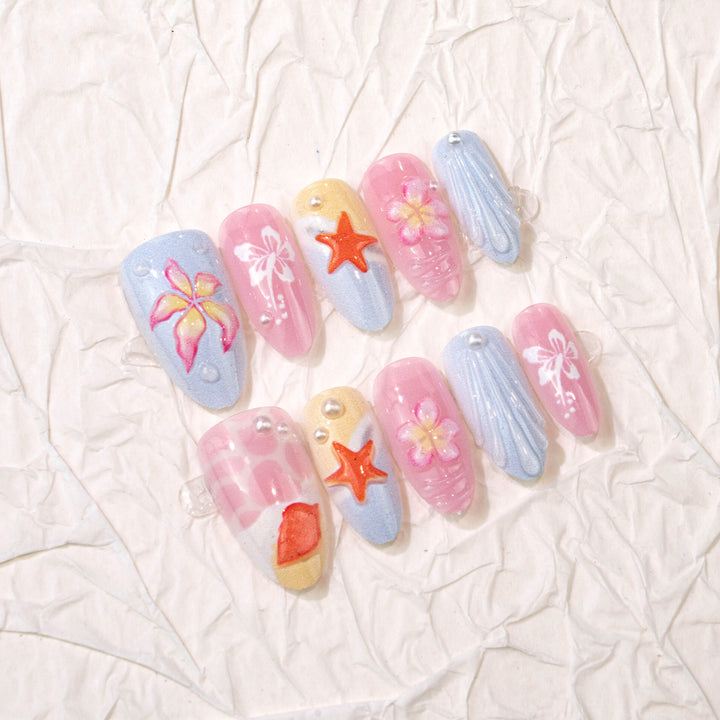 Artistic Ocean-Inspired Press-On Nail Art Set Kalsten