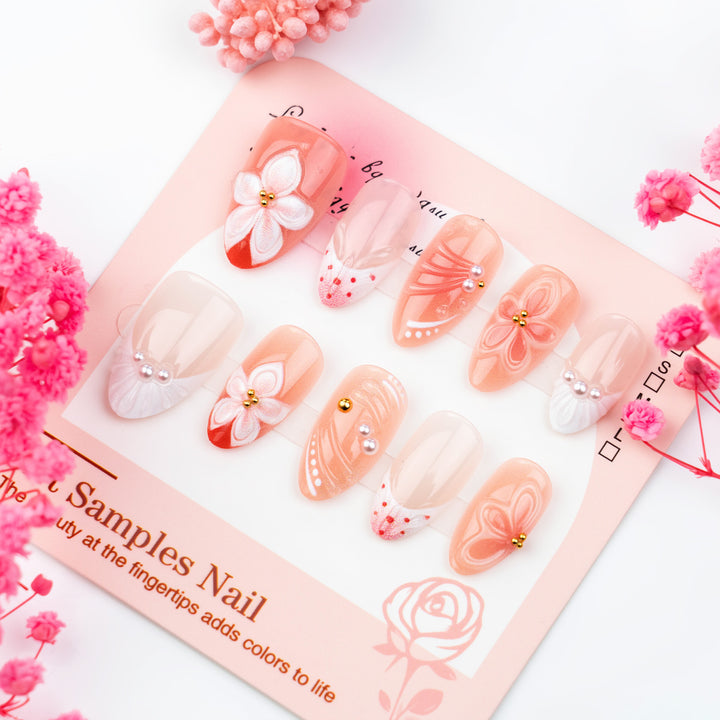 Floral Decorative Press-On Nail Art Set 1790738810