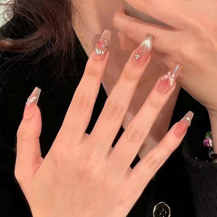 Floral Decorative Long Press-On Nails
