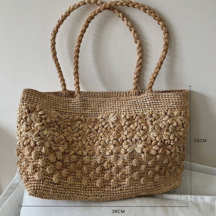 Handmade straw bag with fashionable striped pattern Kalsten