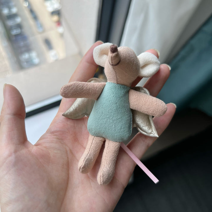 Miniature Linen Mouse Comforter Plush Keyring