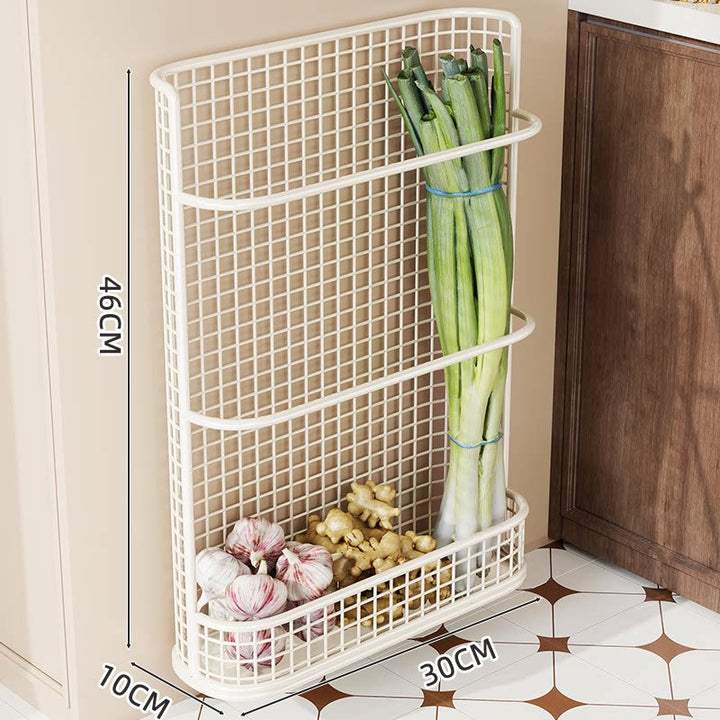 Slim Wall-Mounted Wire Grid Kitchen Vertical Storage Basket Organizer
