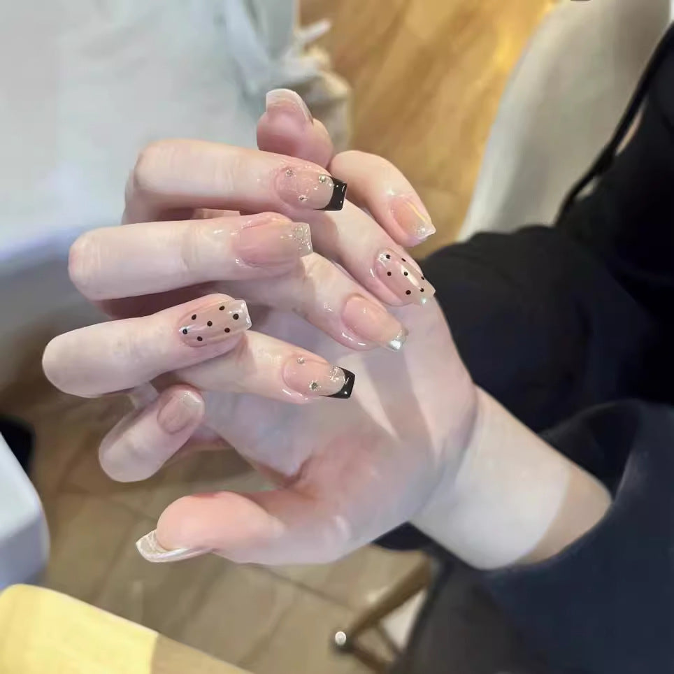 Artistic Press-On Nail Set with Glitter Accents