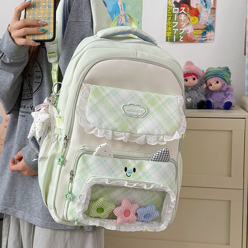 Stylish Multi-Pocket Backpack with Cute Decorative Accents Kalsten