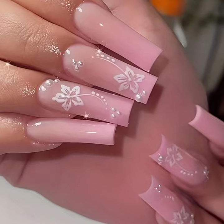 Elegant Floral Acrylic Press-On Nails Kalsten
